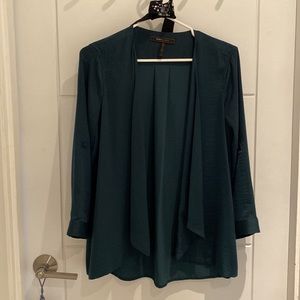BCBG dark jade green top with belt XS